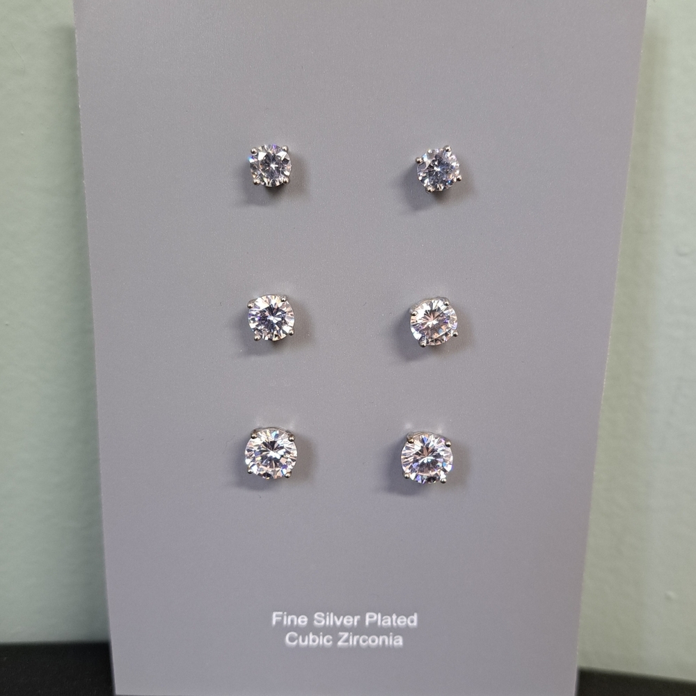NWOT Cubic Zirconia earrings ✨ Set of 3 (6 earrings total)